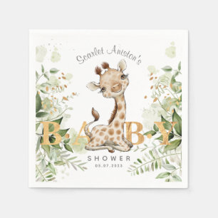Serviette En Papier Baby shower Cute Giraffe Verdure