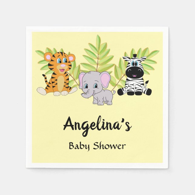 Serviette En Papier Baby shower Cute Safari Jungle Animaux (Devant)