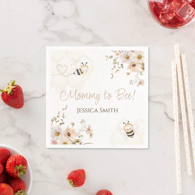 Serviette En Papier Baby shower d'abeille au miel floral (En situation)