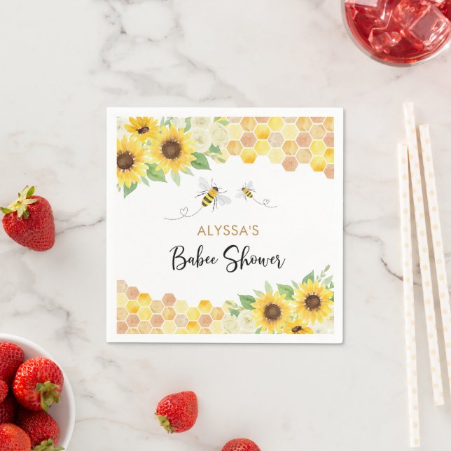 Serviette En Papier Baby shower d'abeilles de tournesol (En situation)