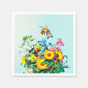 Serviette En Papier Baby shower d'abeilles Pacifique floral bleu