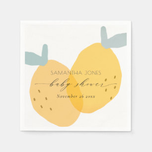Serviette En Papier Baby shower d'agrumes de citron jaune mignon