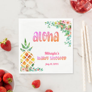 Serviette En Papier Baby shower d'Aloha floral d'ananas tropicale