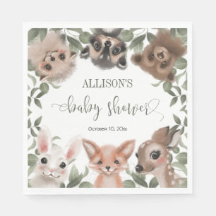 Serviette En Papier Baby shower d'amis forestiers des animaux des bois