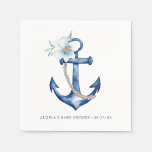 Serviette En Papier Baby shower d'Ancres nautiques bleu marine
