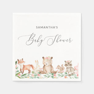 Serviette En Papier Baby shower d'animaux de bois mignons pour filles