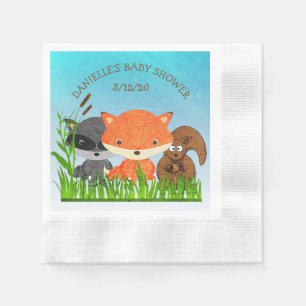 Serviette En Papier Baby shower d'animaux de bois personnalisés