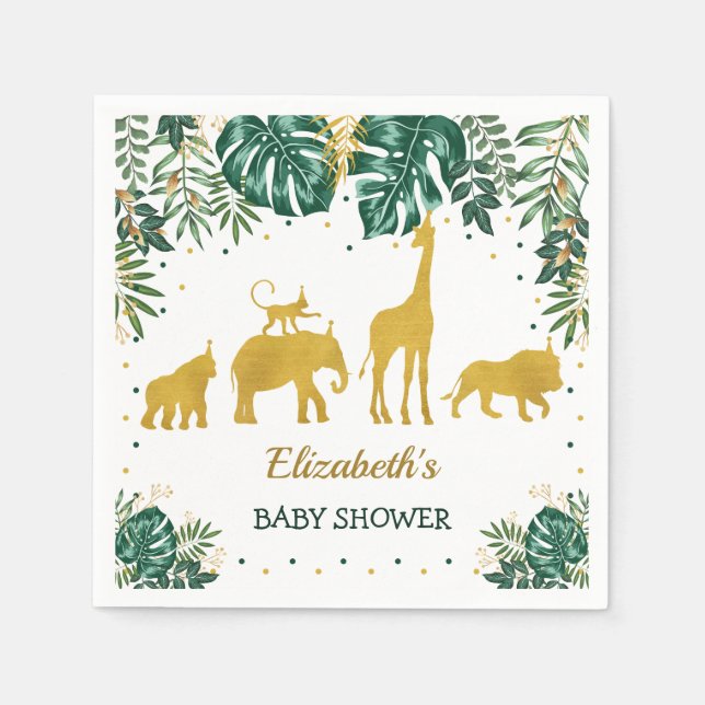 Serviette En Papier Baby shower d'animaux de la jungle tropicale moder (Devant)