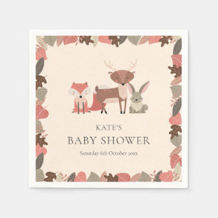 Serviette En Papier Baby shower d'animaux en bois mignon / Saupoudrer