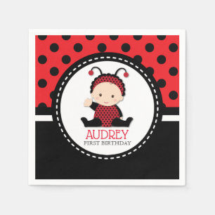 Serviette En Papier Baby shower d'anniversaire de coccinelle rouge de