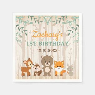 Serviette En Papier Baby shower d'anniversaire de forêt d'animaux de