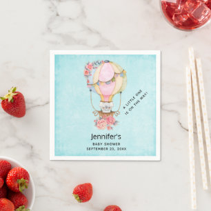 Serviette En Papier Baby shower d'aquarelle à bulle d'air chaud