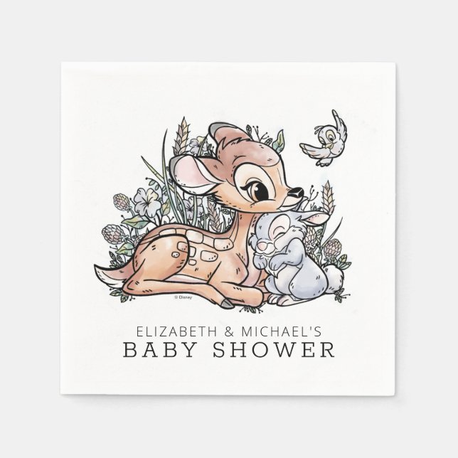 Serviette En Papier Baby shower d'aquarelle Bambi Woodland (Devant)