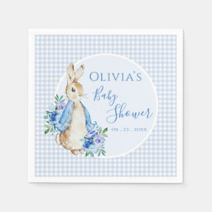 Serviette En Papier Baby shower d'aquarelle Blue Bunny Peter