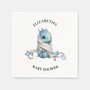 Serviette En Papier Baby shower d'aquarelle Blue Dragon
