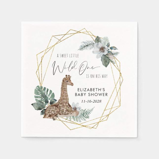 Serviette En Papier Baby shower d'aquarelle Boho Giraffe (Devant)