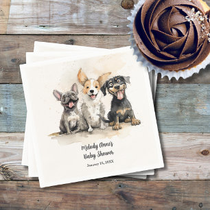 Serviette En Papier Baby shower d'aquarelle Chien Chien de Chien de Ch