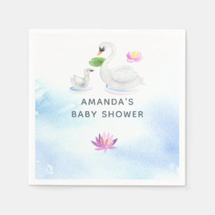 Serviette En Papier Baby shower d'aquarelle de cygne