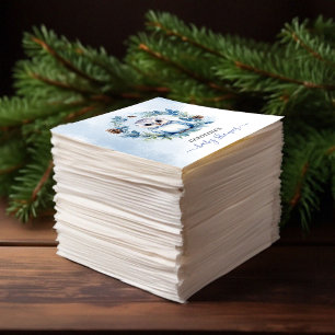 Serviette En Papier Baby shower d'aquarelle de la Chouette d'hiver