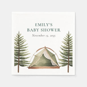 Serviette En Papier Baby shower d'aquarelle de la forêt de camping