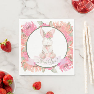 Serviette En Papier Baby shower d'aquarelle de lapin doux