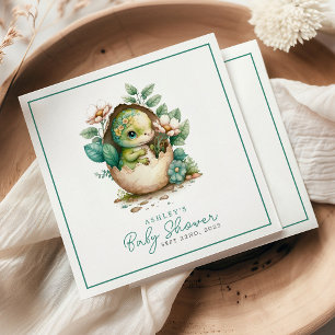 Serviette En Papier Baby shower d'aquarelle d'oeuf Dinosaur Floral