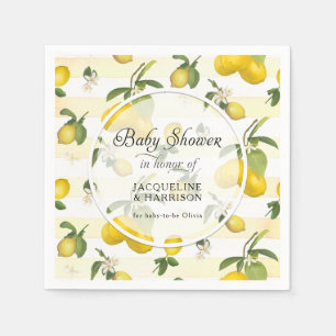 Serviette En Papier Baby shower d'aquarelle Fleur Citrus citron