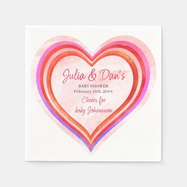 Serviette En Papier Baby shower d'aquarelle Little Sweetheart Valentin (Devant)