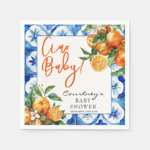 Serviette En Papier Baby shower d'aquarelle orange italien