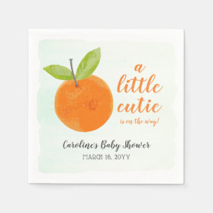 Serviette En Papier Baby shower d'aquarelle orange Little Cutie