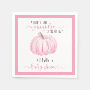 Serviette En Papier Baby shower d'aquarelle rose doux petit Citrouille