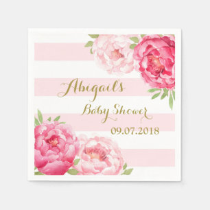 Serviette En Papier Baby shower d'aquarelle rose vif