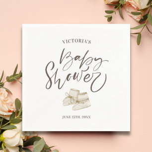 Serviette En Papier Baby shower d'aquarelle simple et élégant Script