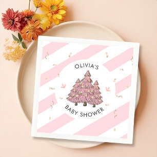 Serviette En Papier Baby shower d'arbre de Noël rose