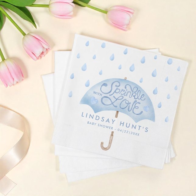 Serviette En Papier Baby shower d'arrosage moderne rose (Umbrella - Sprinkle with Love Baby Shower Napkins)