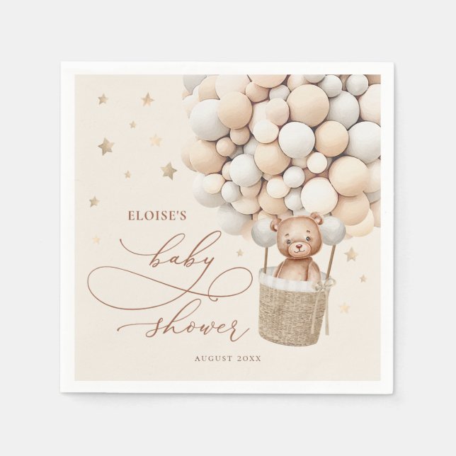 Serviette En Papier Baby shower d'attente de l'ours en peluche Neutre (Devant)