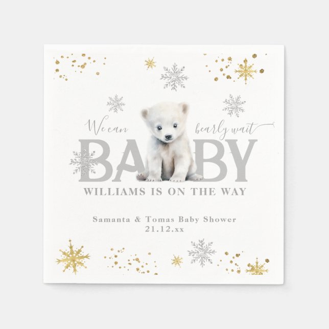 Serviette En Papier Baby shower d'attente moderne d'hiver Bienvenue (Devant)