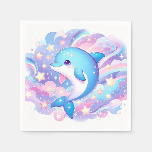 Serviette En Papier Baby shower Dauphin Caricature amusant (Devant)