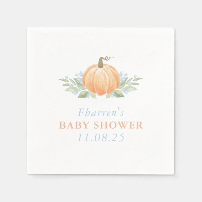 Serviette En Papier Baby shower d'automne | Citrouille (Devant)