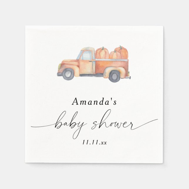 Serviette En Papier Baby shower d'automne citrouille de camion (Devant)