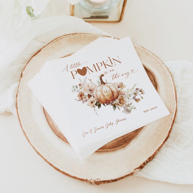 Serviette En Papier Baby shower d'automne citrouille et fleur Boho (Créateur téléchargé)