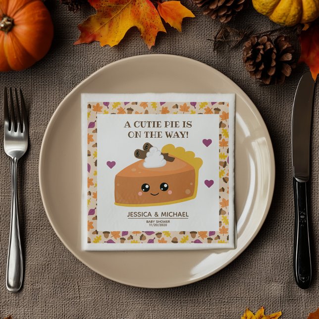 Serviette En Papier Baby shower d'automne Cutie Pie (You will want a bite of this cute napkin.)