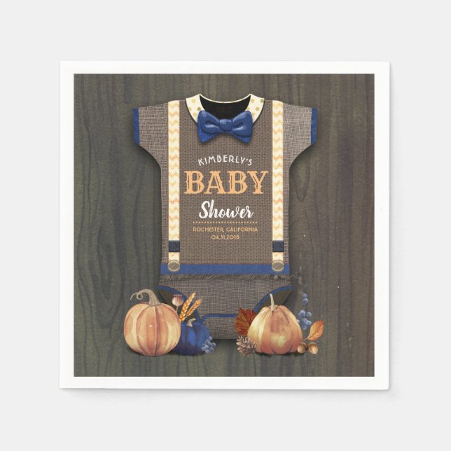 Serviette En Papier Baby shower d'automne des Citrouilles Bleus de la  (Devant)