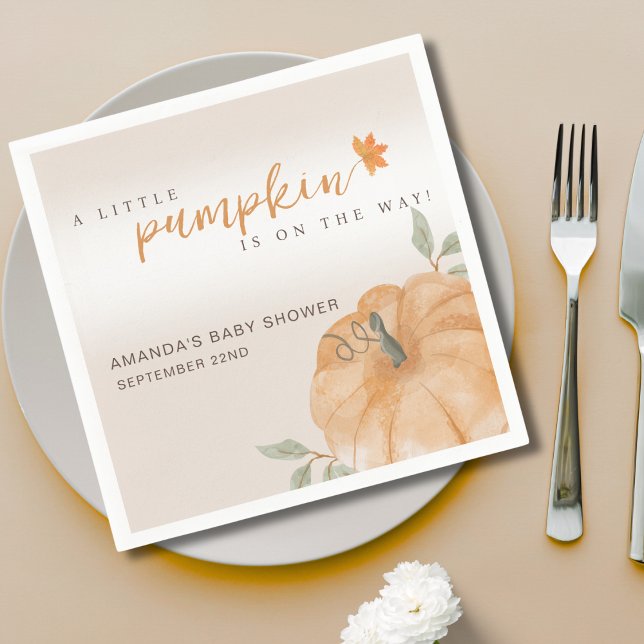Serviette En Papier Baby shower d'automne d'Orange Little Citrouille (Créateur téléchargé)