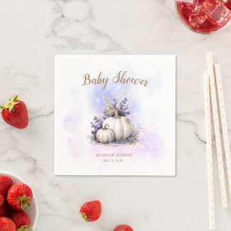 Serviette En Papier Baby shower d'automne du Citrouille d'or violet