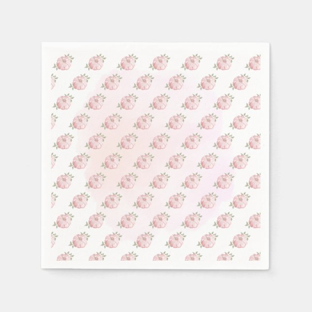 Serviette En Papier Baby shower d'automne rose petit Motif Citrouille (Devant)
