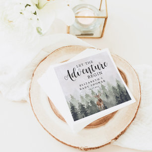 Serviette En Papier Baby shower d'aventure de la forêt de pins cerfs