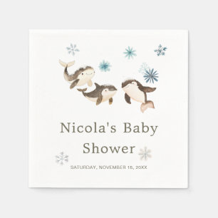 Serviette En Papier Baby shower de baleines arctiques mignonnes