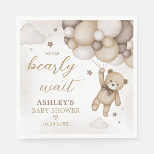 Serviette En Papier Baby shower de ballon d'ours Brown