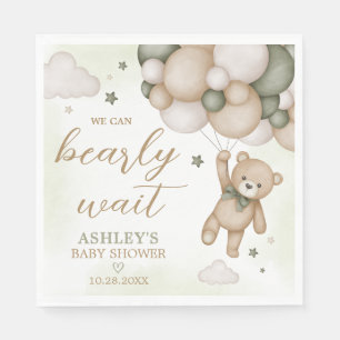 Serviette En Papier Baby shower de ballon d'ours vert